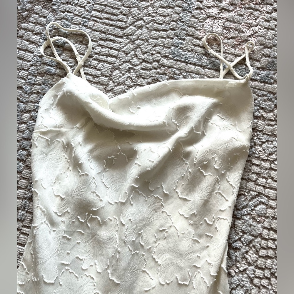 LOWEST PRICE! Cream Jacquard Elopement Wedding Dress Size 0 - Picture 3 of 5